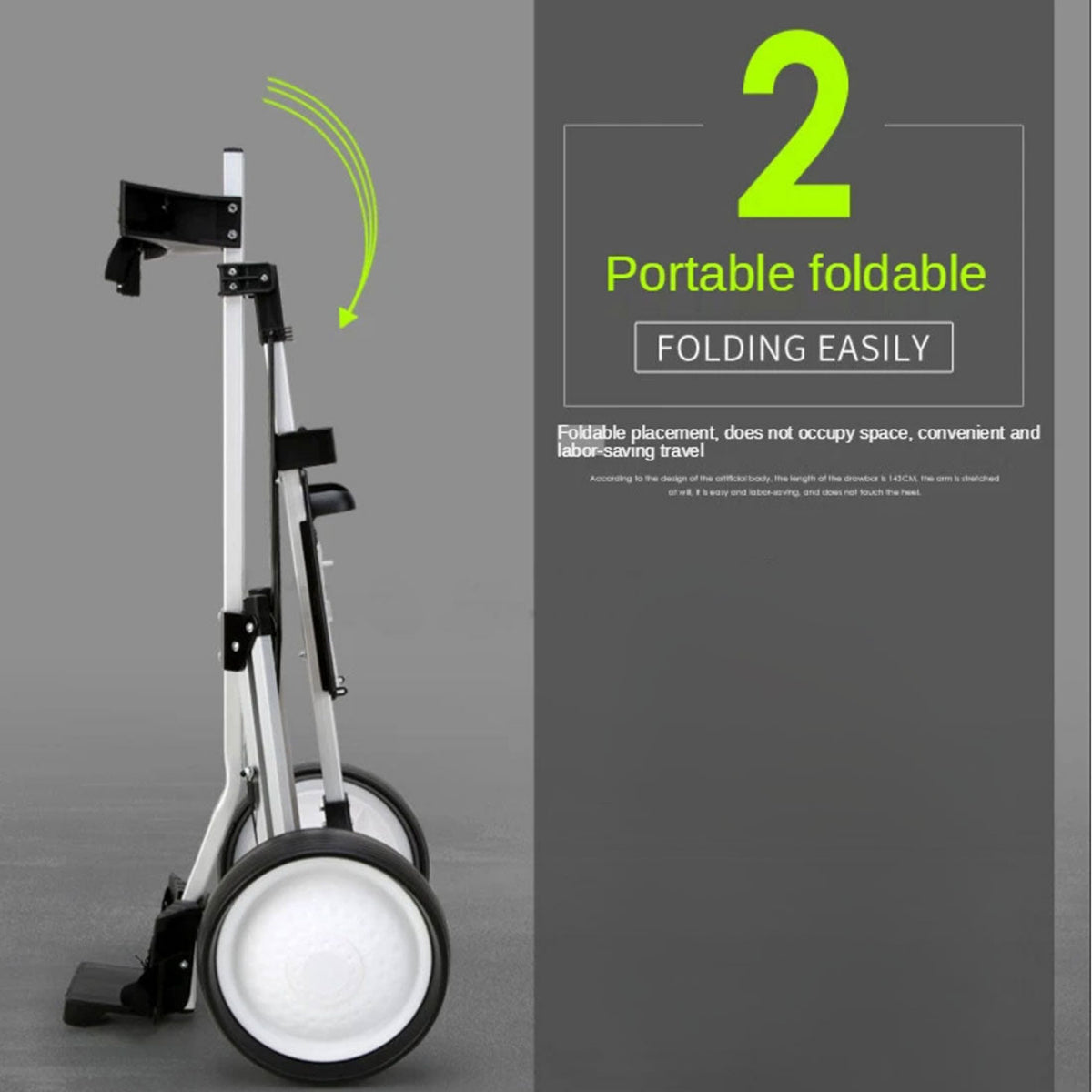 4 Wheels Foldable Aluminum Golf Club Buggy Trolley Cart Push Pull Footbrake Accessories