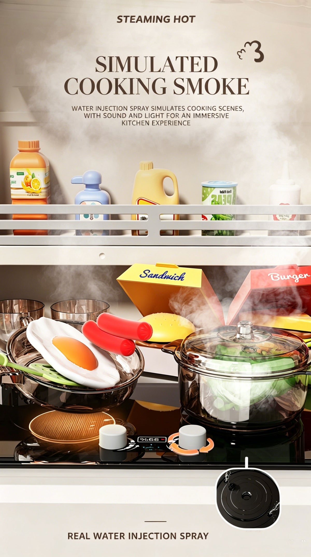 Kids Pretend Role Play Toy Kitchen Cooking Children Toddler Food Cookware Set