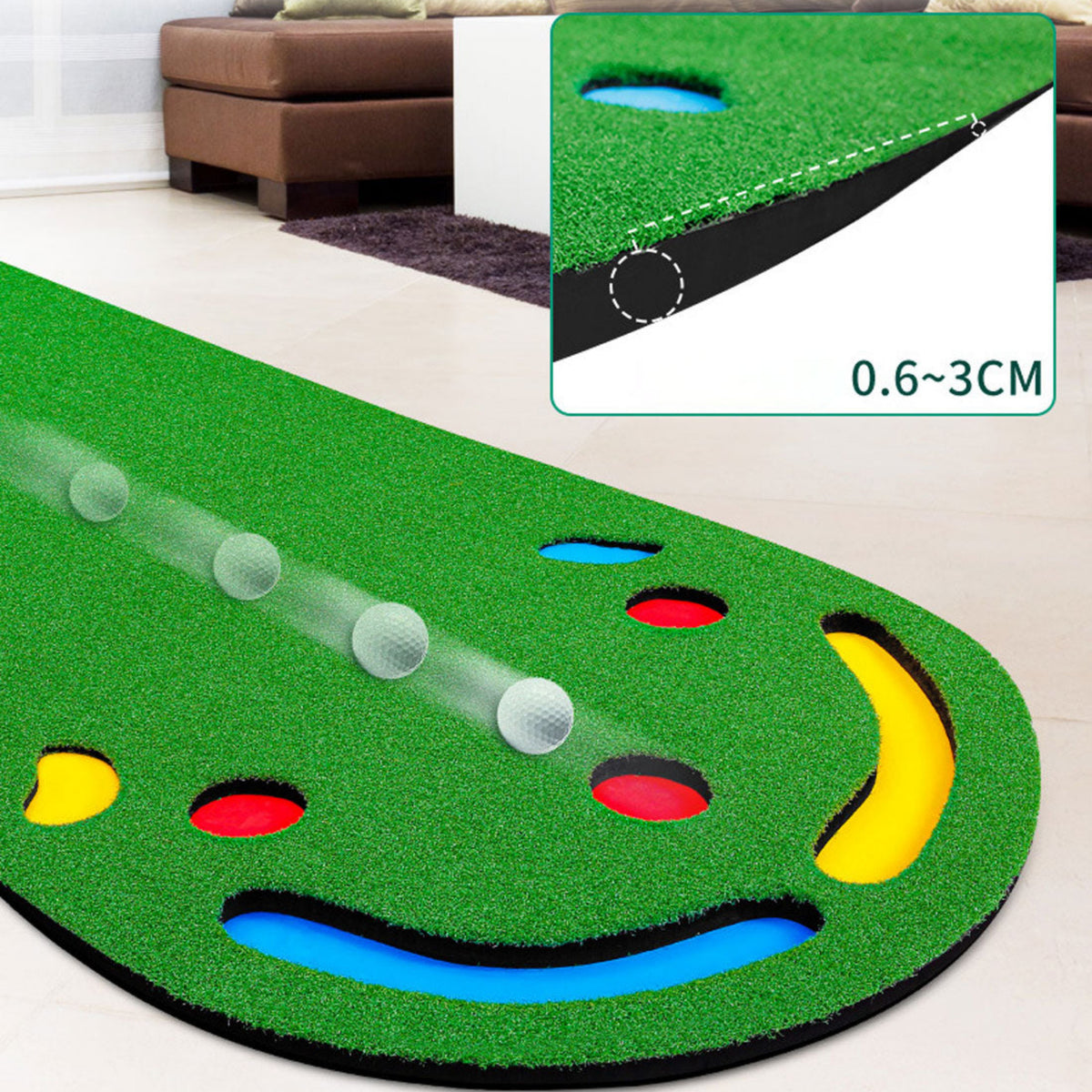 3M Golf Putting Mat Practice Training Indoor Outdoor Portable Slope Balls Artifical Grass Surface