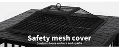 Portable 3IN1 Fire Pit BBQ Charcoal Grill Outdoor Fireplace Patio Garden Heater