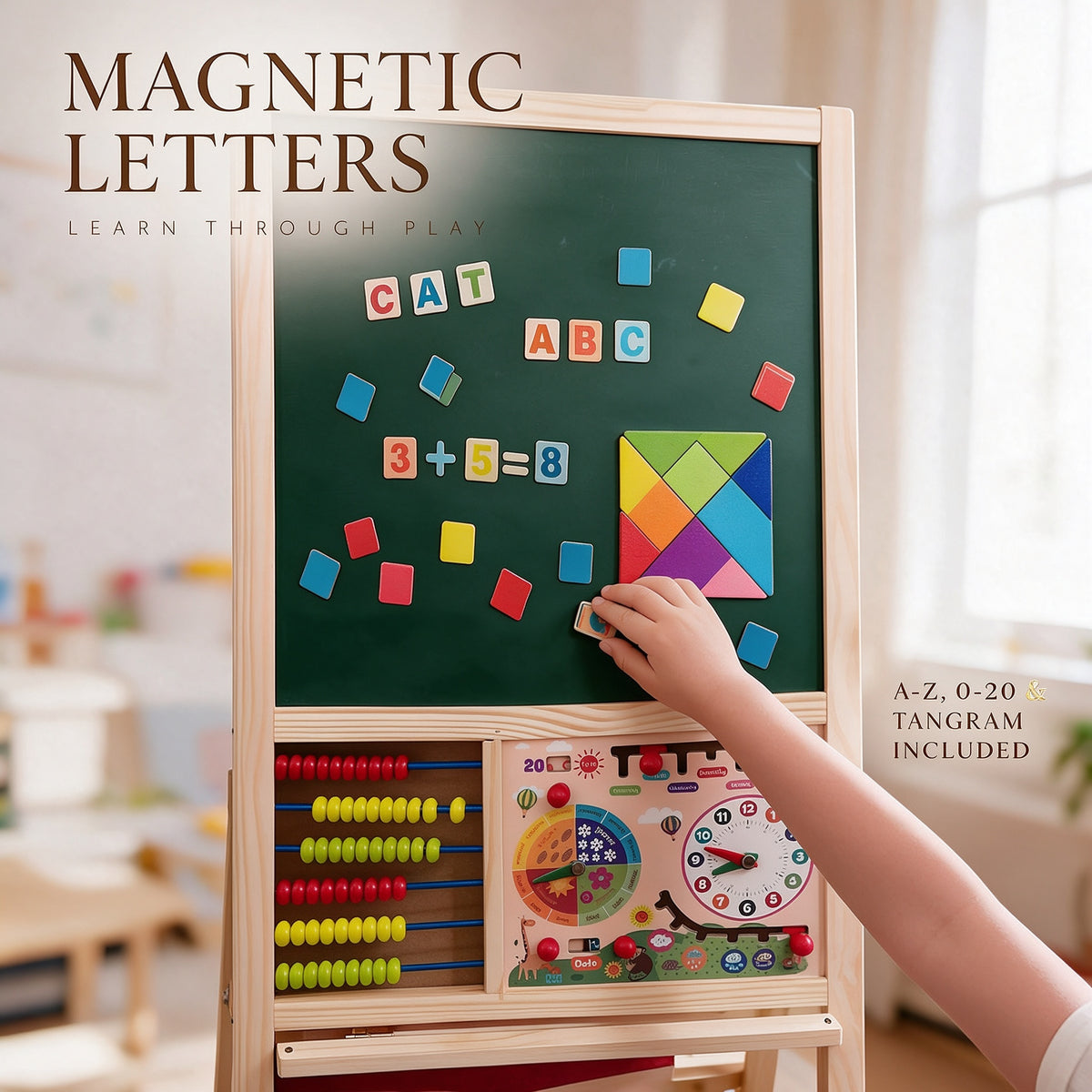 Wooden Kids Double Sided Art Easel Chalkboard Whiteboard Magnetic Drawing Board