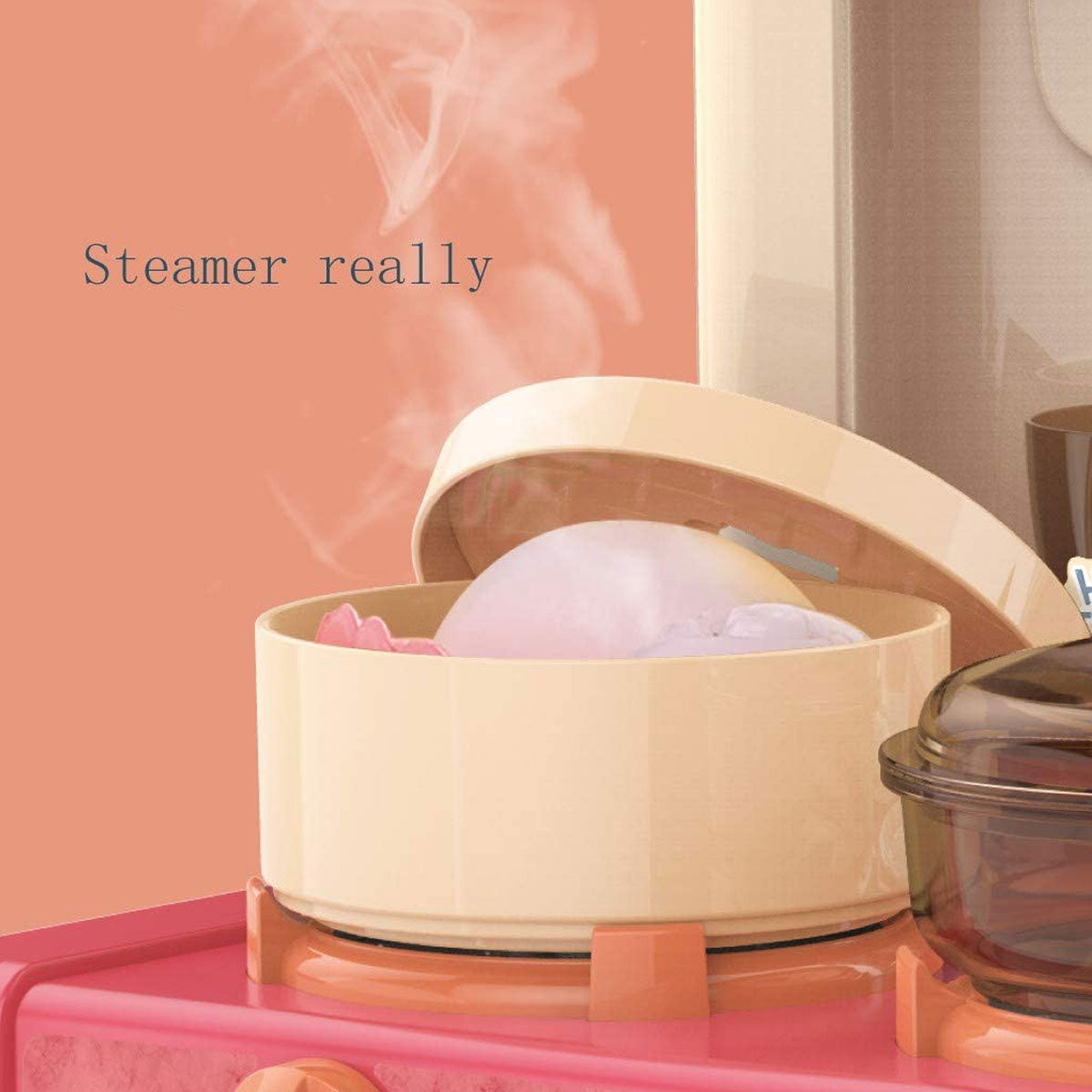 Kids Pretend Role Play Toy Kitchen Cooking Children Toddler Food Cookware Set M - Pink