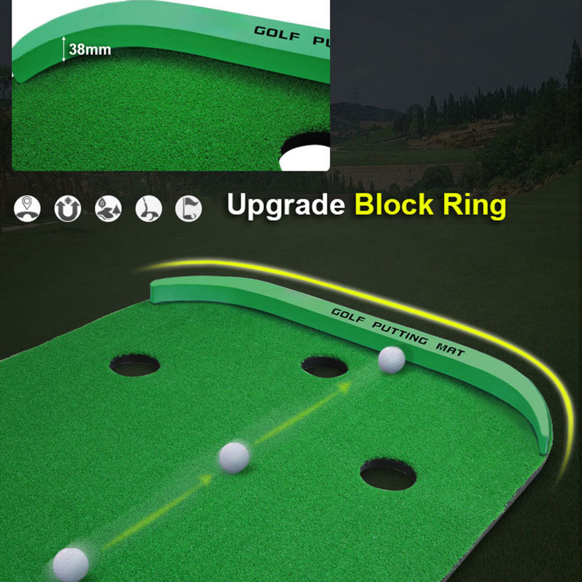 3M Golf Putting Mat Practice Training Indoor Outdoor Portable Slope Balls Artifical Grass Surface