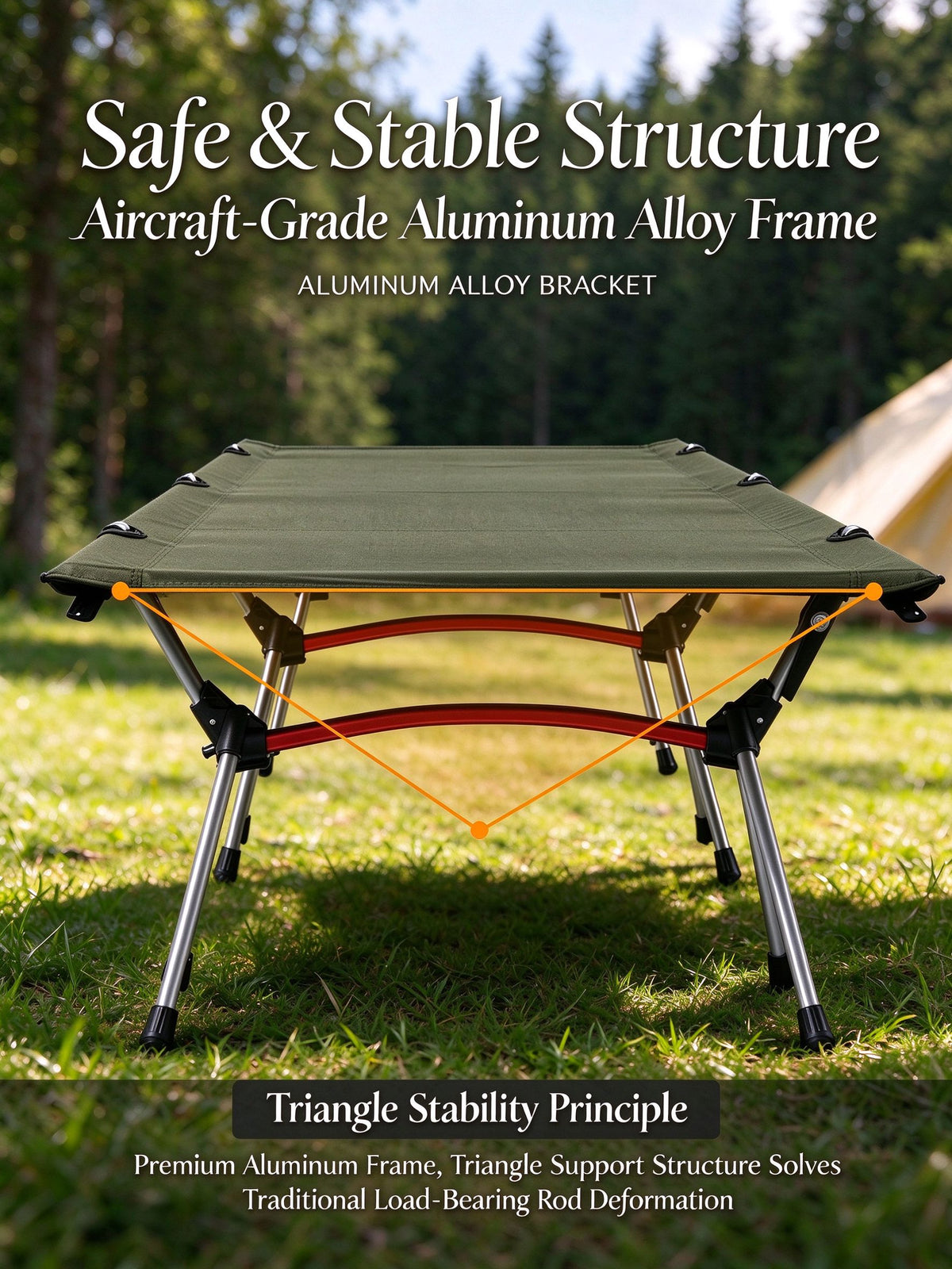 Height Adjustable Foldable Portable Outdoor Folding Camping Bed Stretcher Sleeping Cot Carry Bag Green