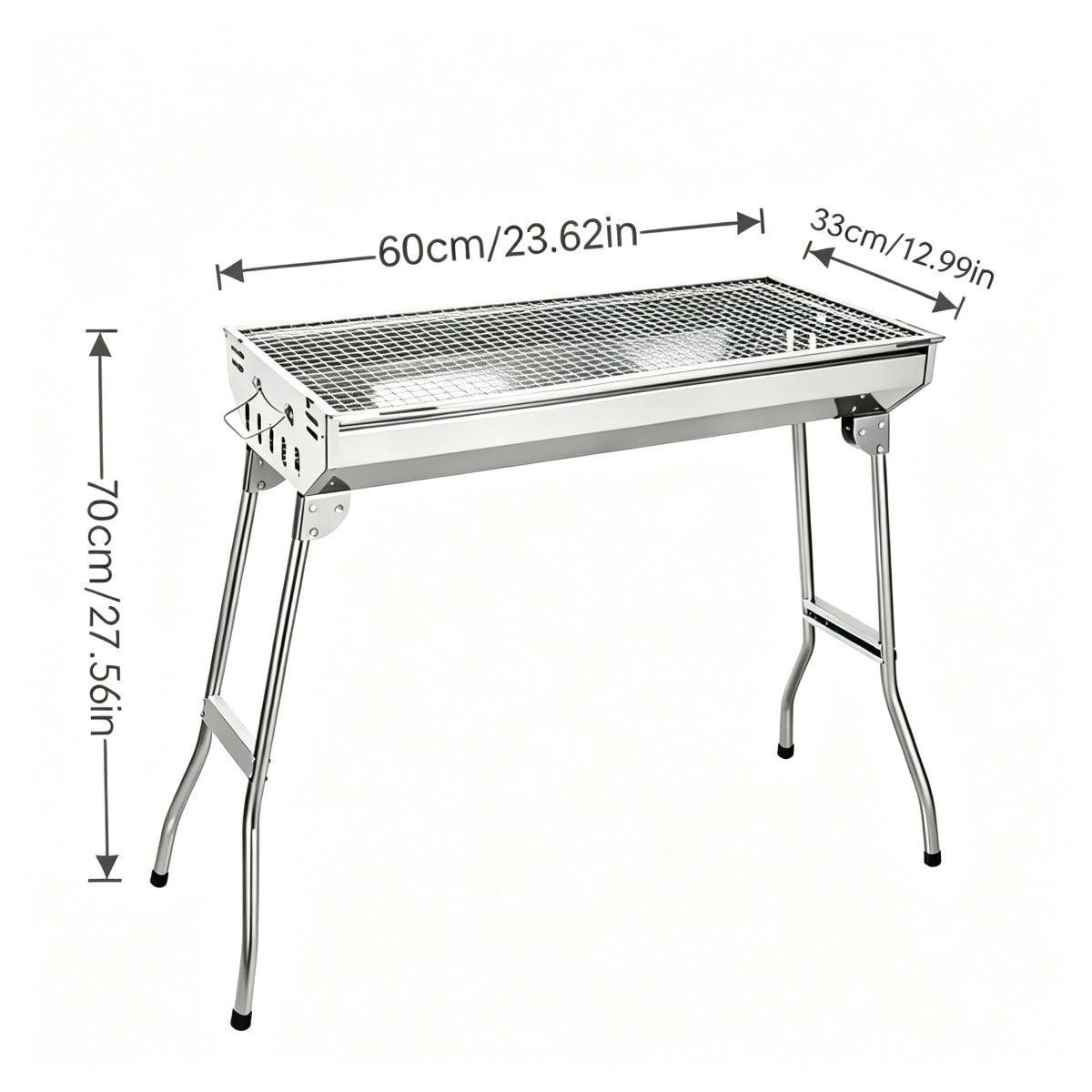 Portable Stainless Steel Charcoal BBQ Grill Foldable Outdoor Camping Barbecue