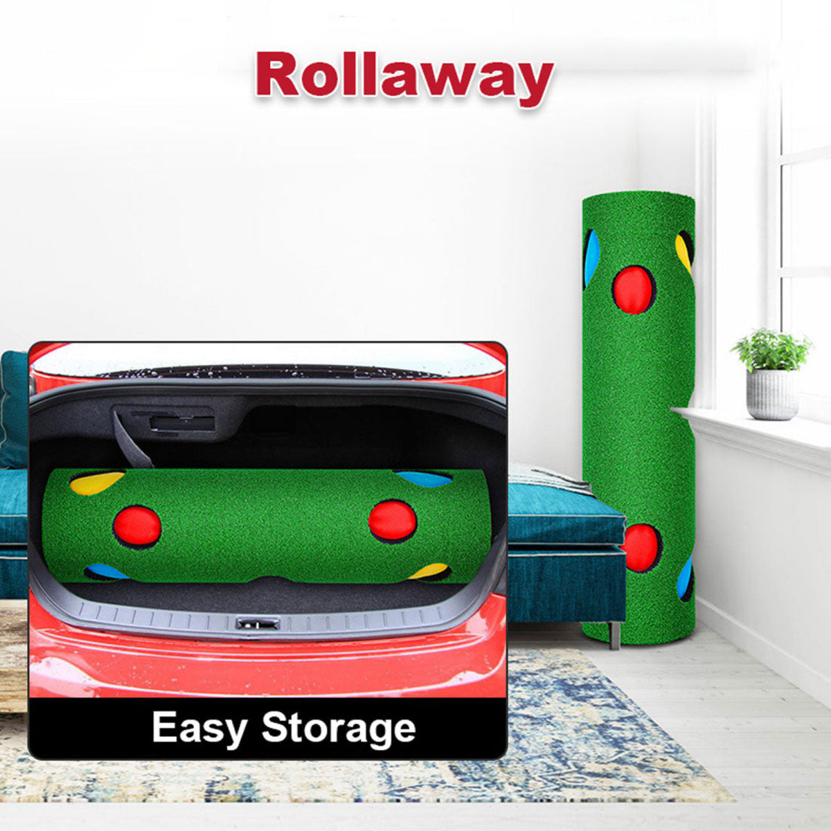 3M Golf Putting Mat Practice Training Indoor Outdoor Portable Slope Balls Artifical Grass Surface