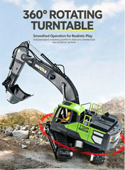 HUINA 1/18 13CH RC Alloy Excavator Construction Engineering Vehicle Toy Gift