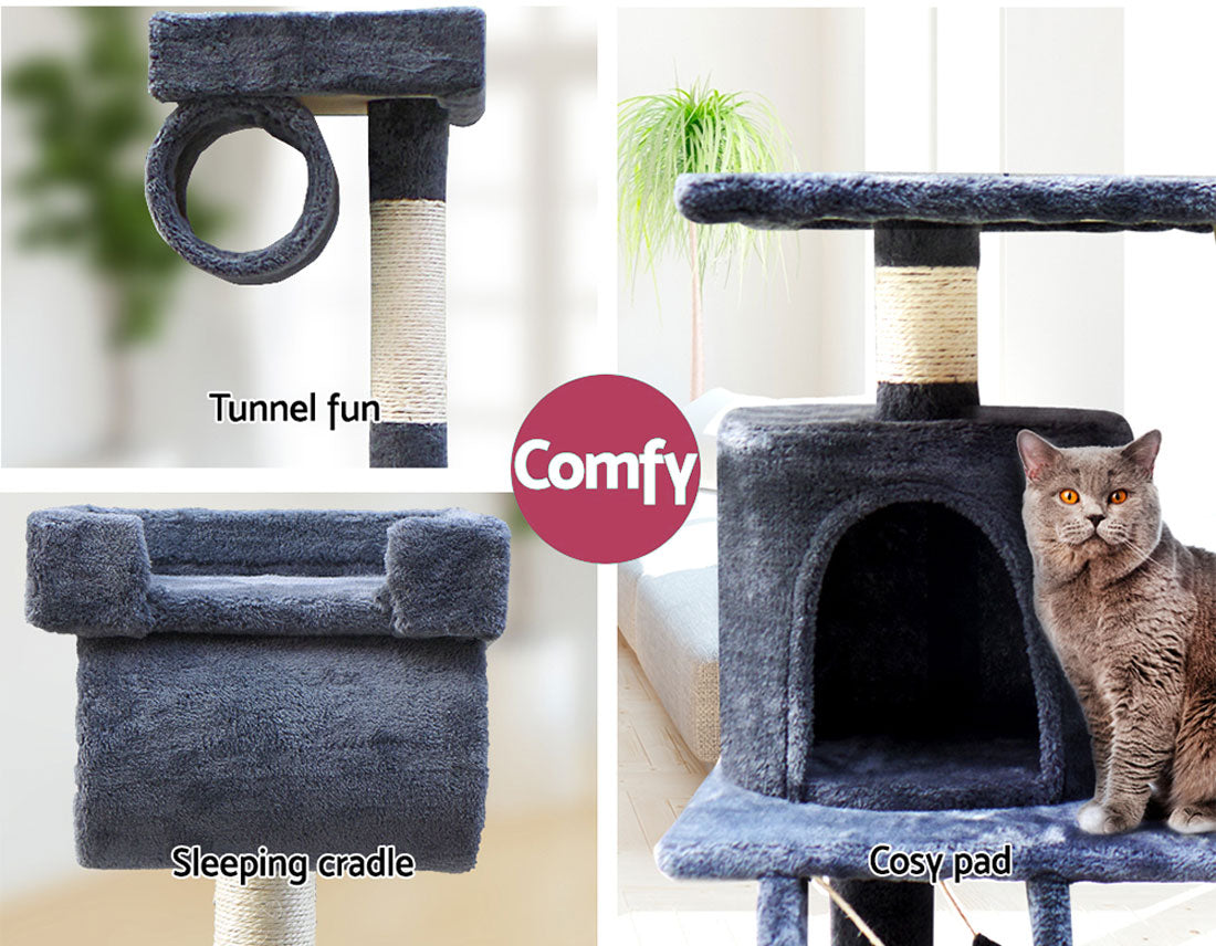 Cat Tree Scratching Post Scratcher Tower Toys Condo House Wood Furniture Bed Stand