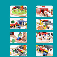 141pc Wooden Train Tracks Rail Children Pretend Play Set Toy Kids Toddler Thomas