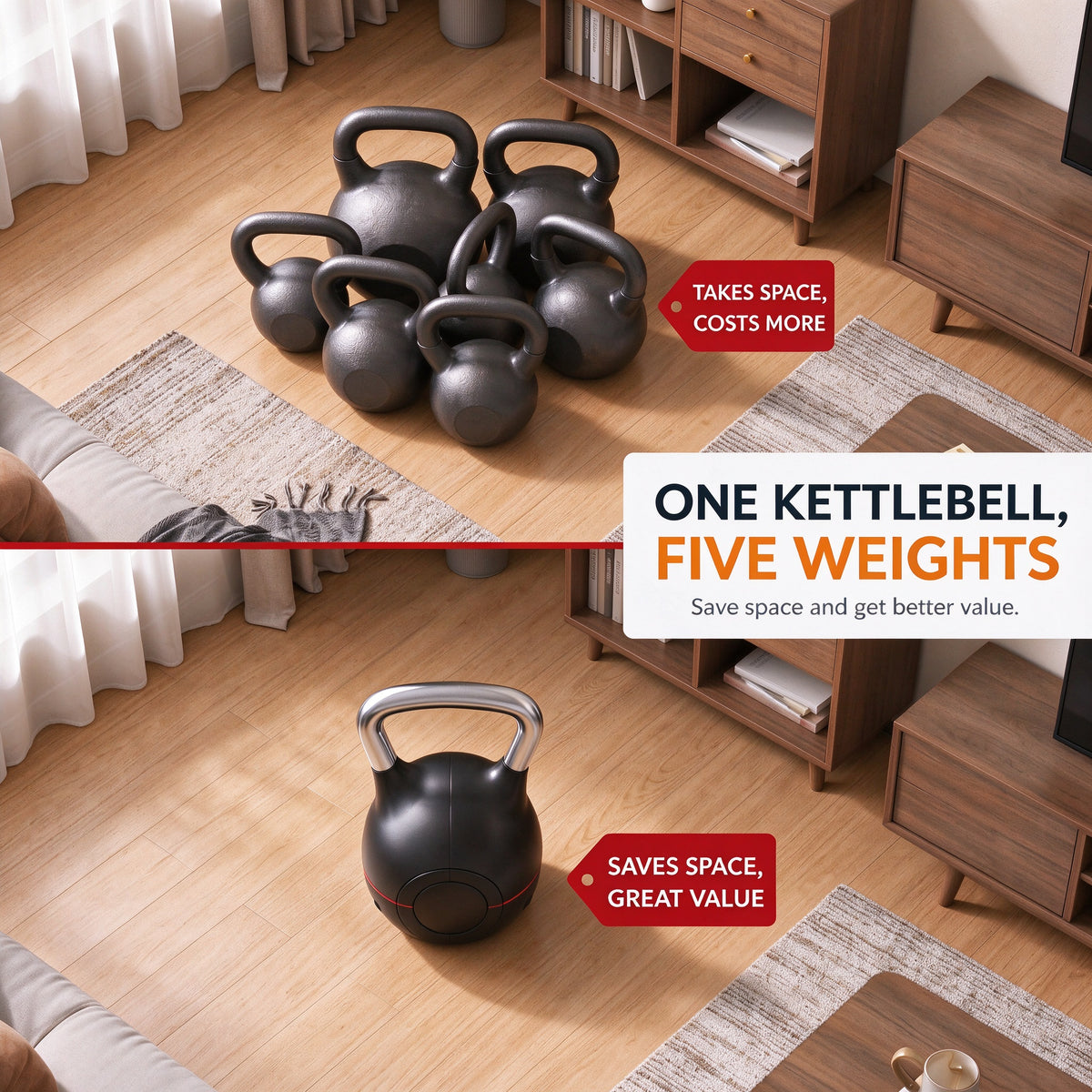 10kg / 20kg Adjustable Kettlebell 7 in 1 Quick Weight Change  Home Gym Fitness