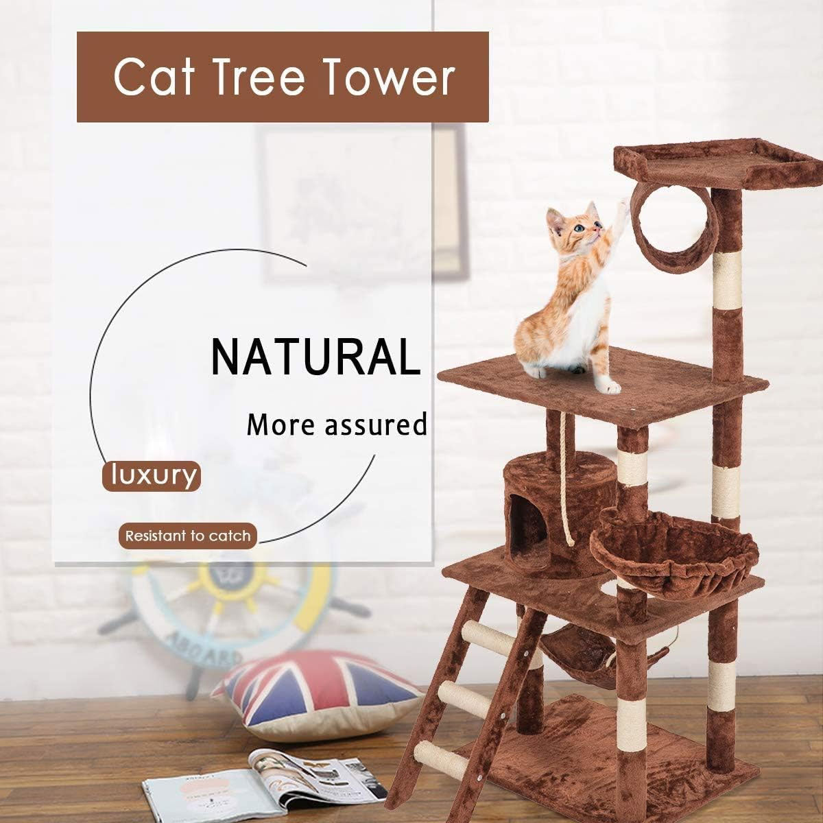 Cat Tree Scratching Post Scratcher Tower Toys Condo House Wood Furniture Bed Stand