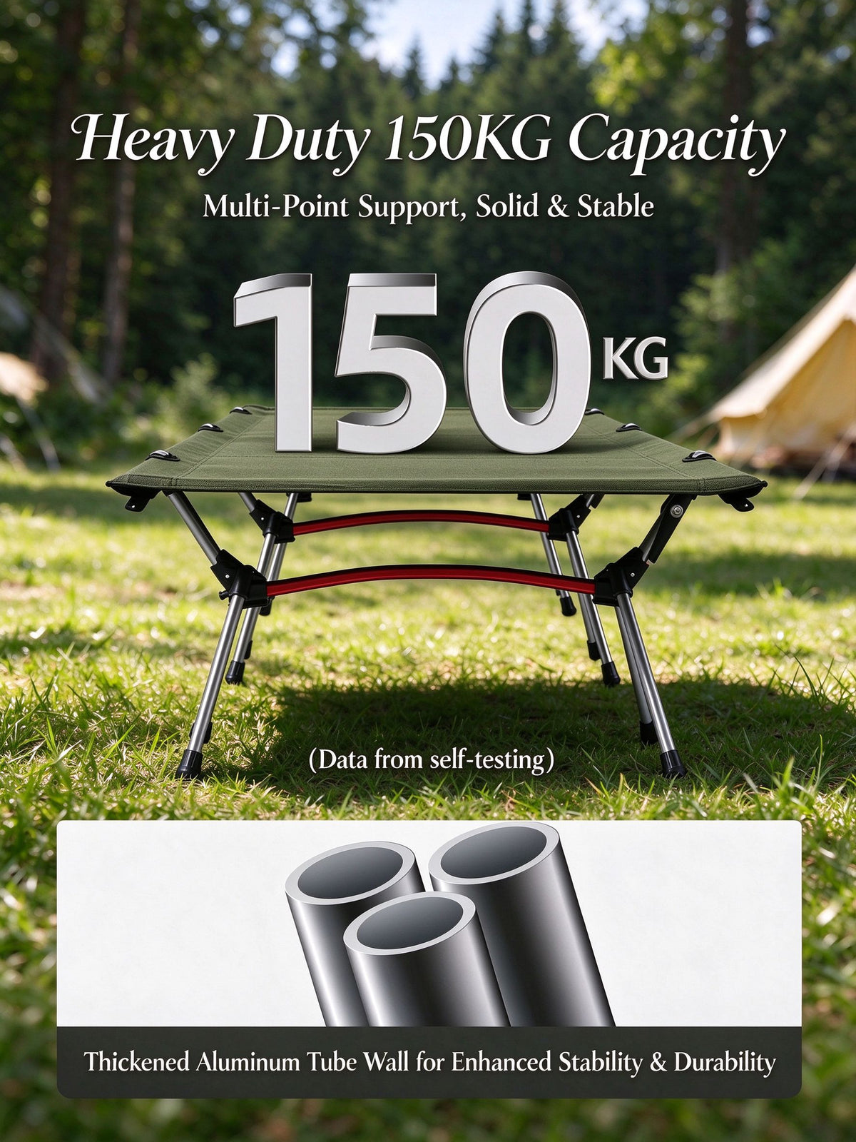 Height Adjustable Foldable Portable Outdoor Folding Camping Bed Stretcher Sleeping Cot Carry Bag Green