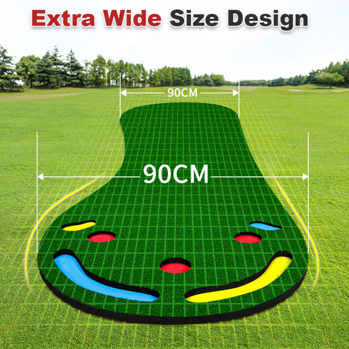 3M Golf Putting Mat Practice Training Indoor Outdoor Portable Slope Balls Artifical Grass Surface
