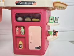 Kids Pretend Role Play Toy Kitchen Cooking Children Toddler Food Cookware Set - Pink