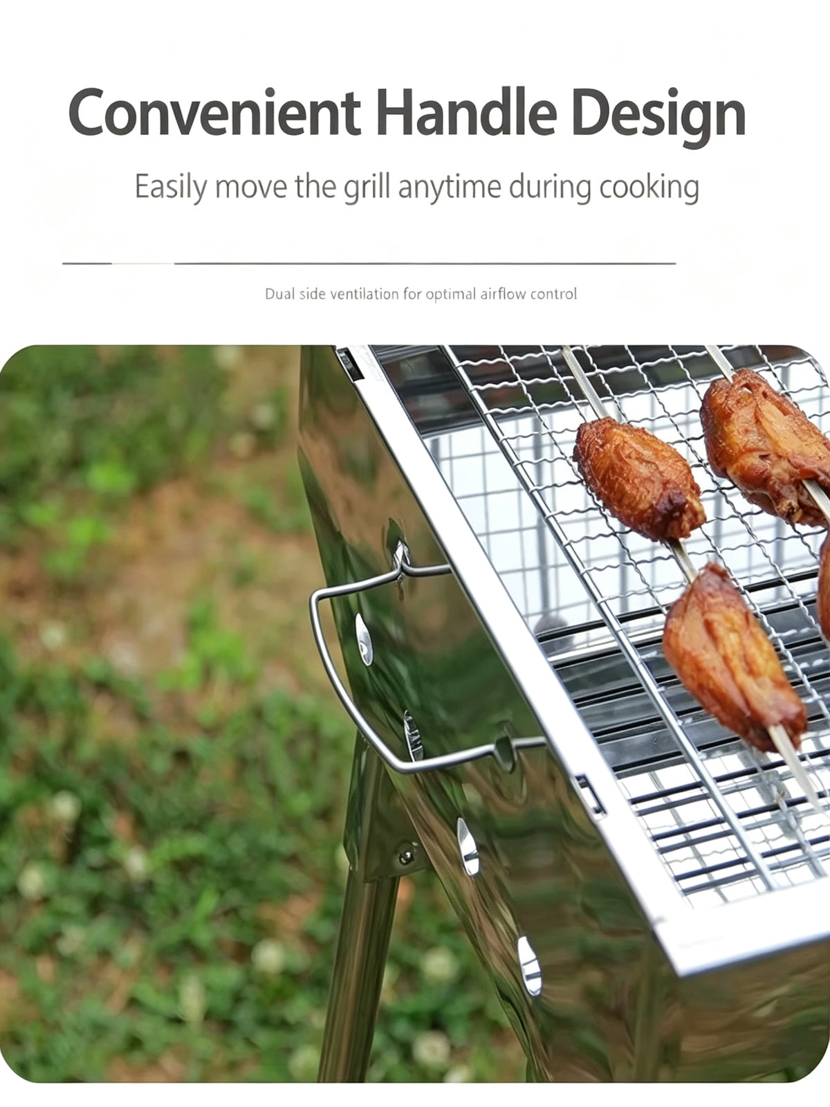 Portable Stainless Steel Charcoal BBQ Grill Foldable Outdoor Camping Barbecue Large