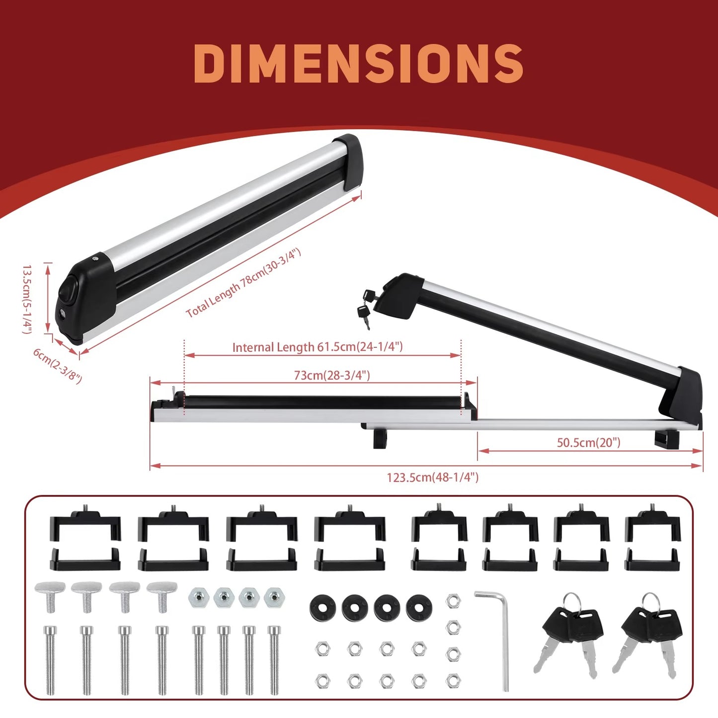 Extendable Universal Aluminium Ski Snowboard Fishing Rod Car Roof Rack Carrier Cross Bars