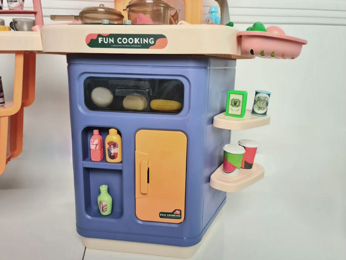 Kids Pretend Role Play Toy Kitchen Cooking Children Toddler Food Cookware Set - Blue