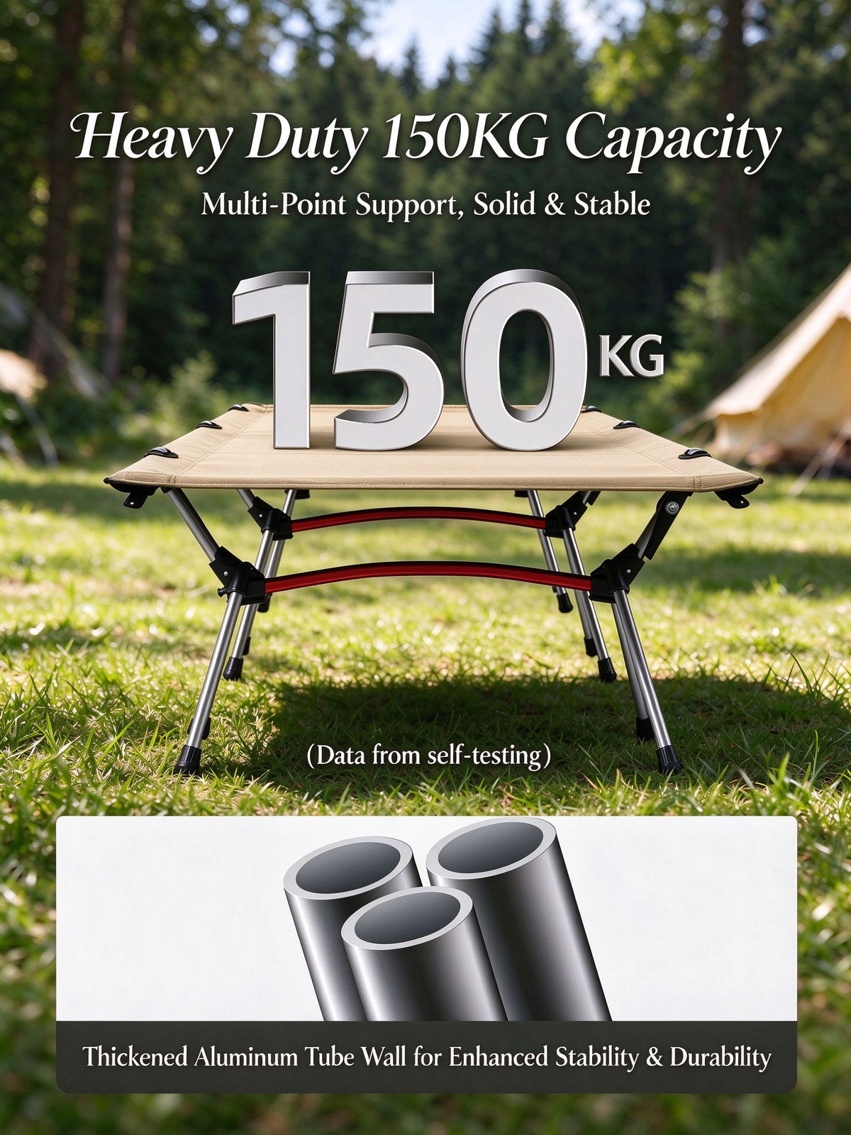 Height Adjustable Foldable Portable Outdoor Folding Camping Bed Stretcher Sleeping Cot Carry Bag Beige