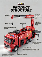 Huina 1/18 9CH Remote Control Fire Engine Truck Water Spray RC Car Kid Rescue