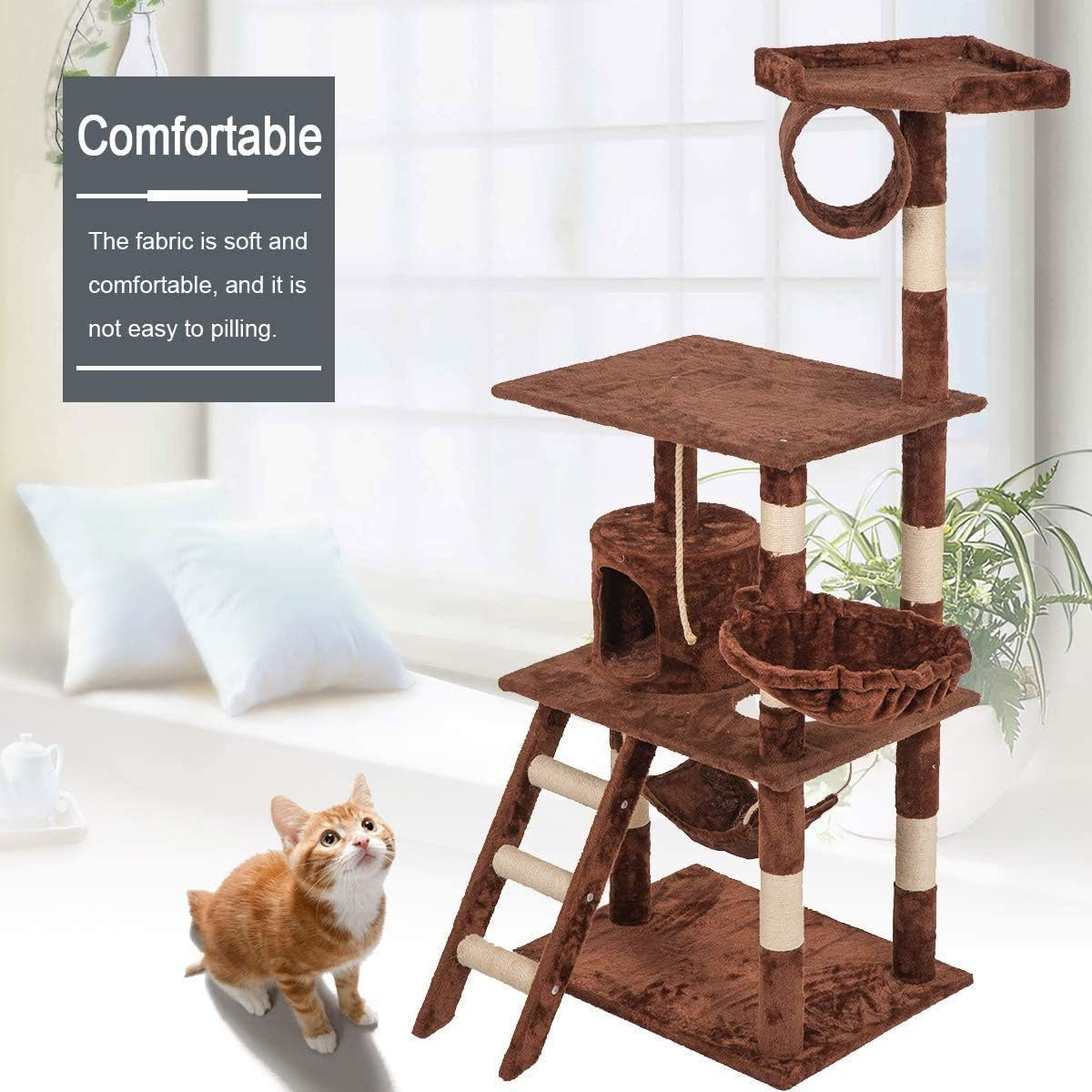 Cat Tree Scratching Post Scratcher Tower Toys Condo House Wood Furniture Bed Stand