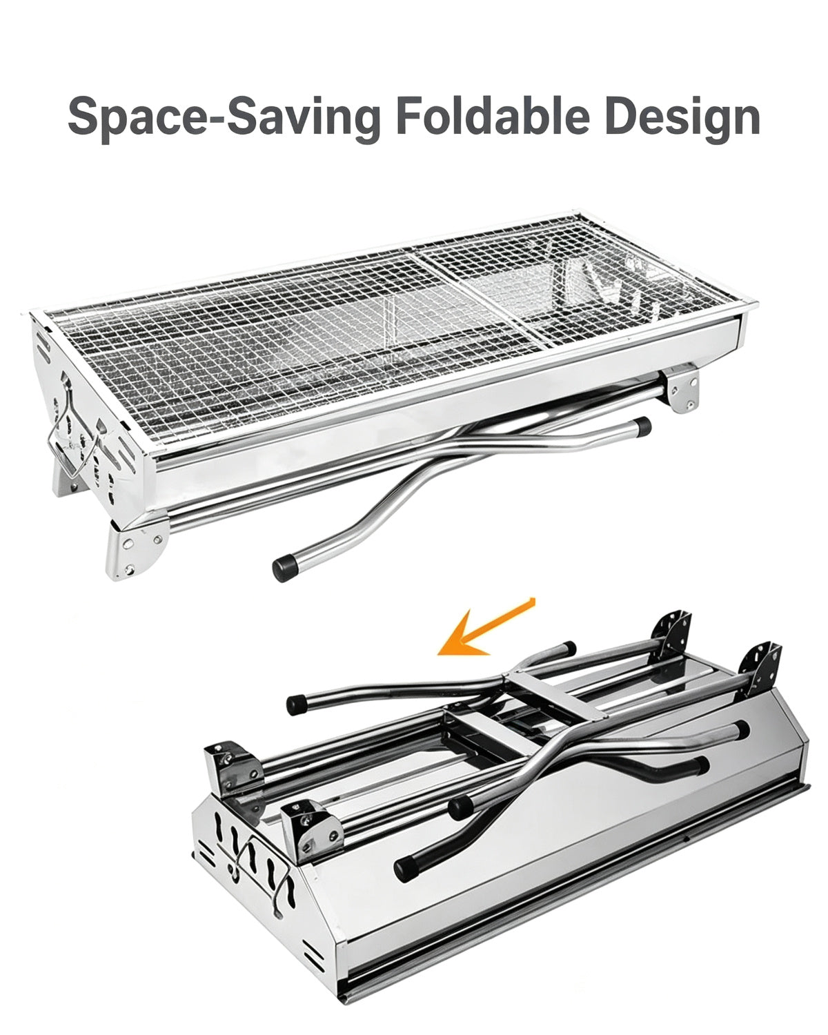 Portable Stainless Steel Charcoal BBQ Grill Foldable Outdoor Camping Barbecue Large