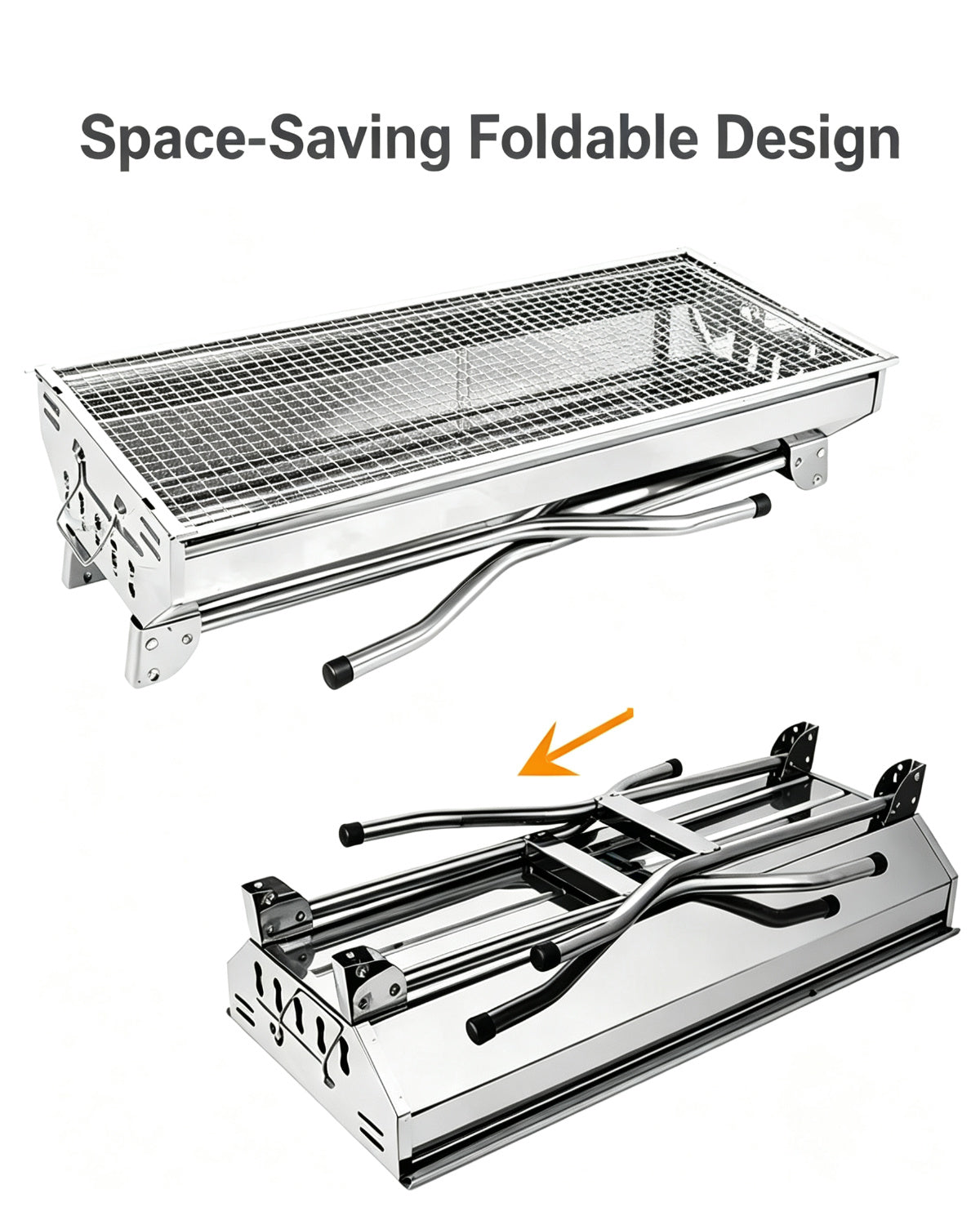 Portable Stainless Steel Charcoal BBQ Grill Foldable Outdoor Camping Barbecue