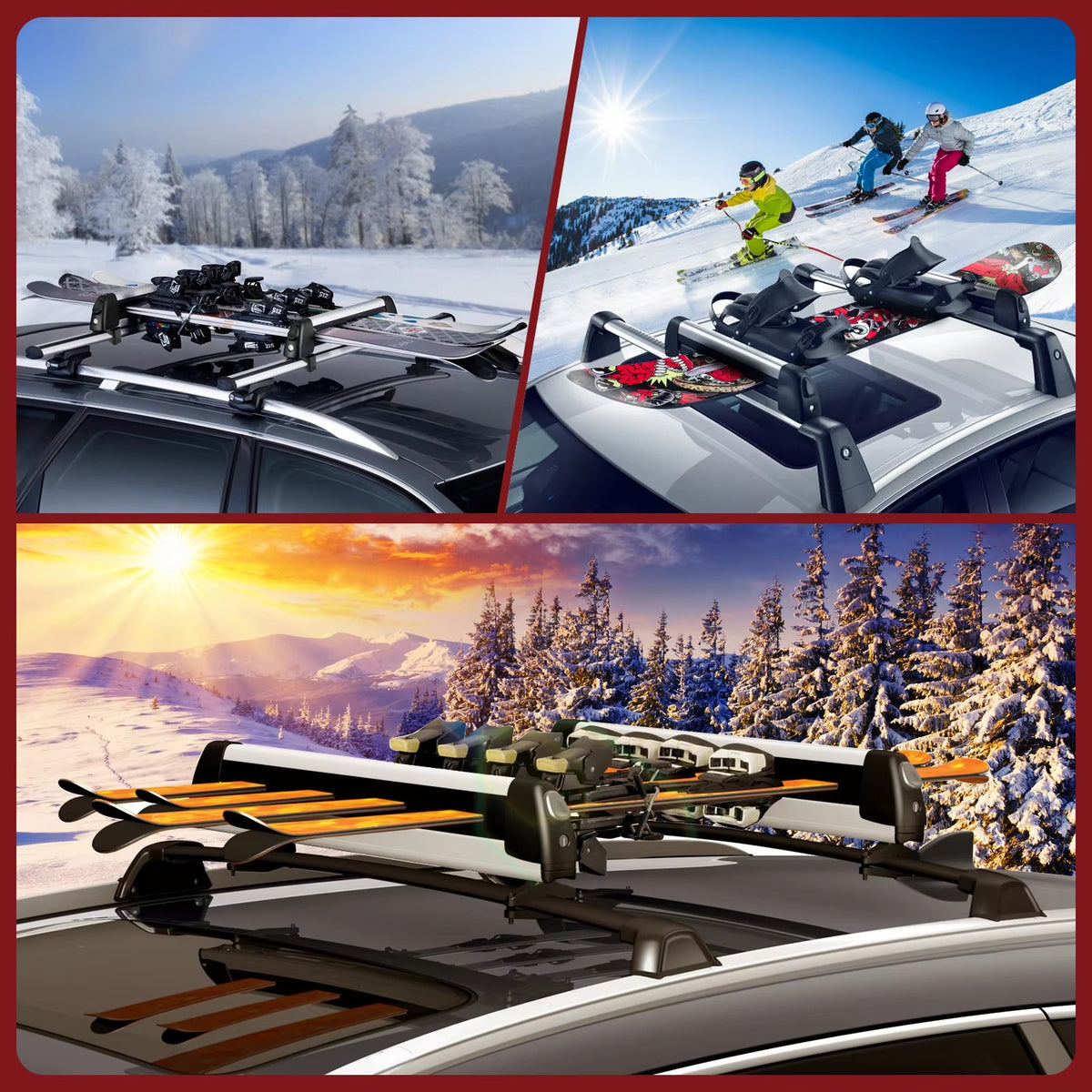 Extendable Universal Aluminium Ski Snowboard Fishing Rod Car Roof Rack Carrier Cross Bars