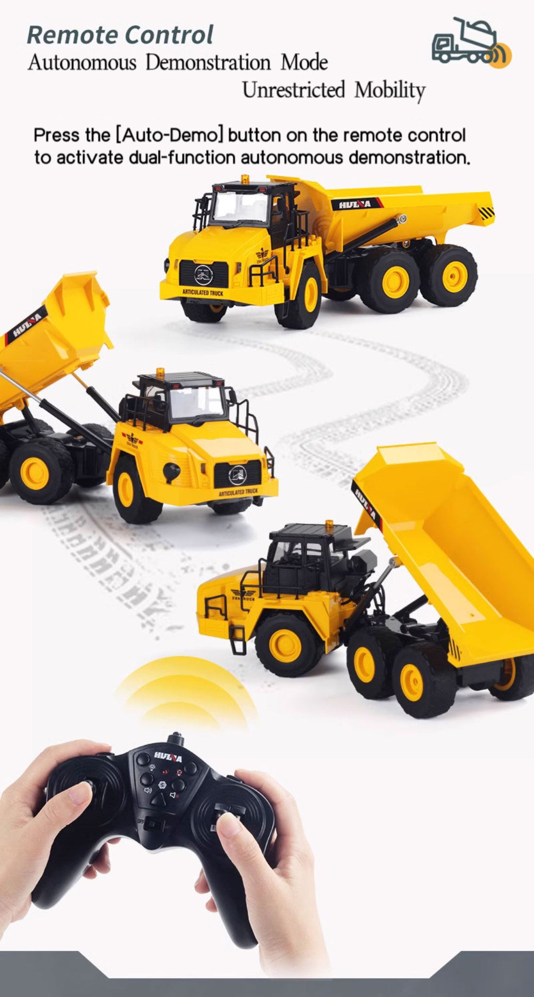 Huina 1553 1:16 2.4Ghz RC Dump Truck RC Construction Toy with LED Lights and Sou