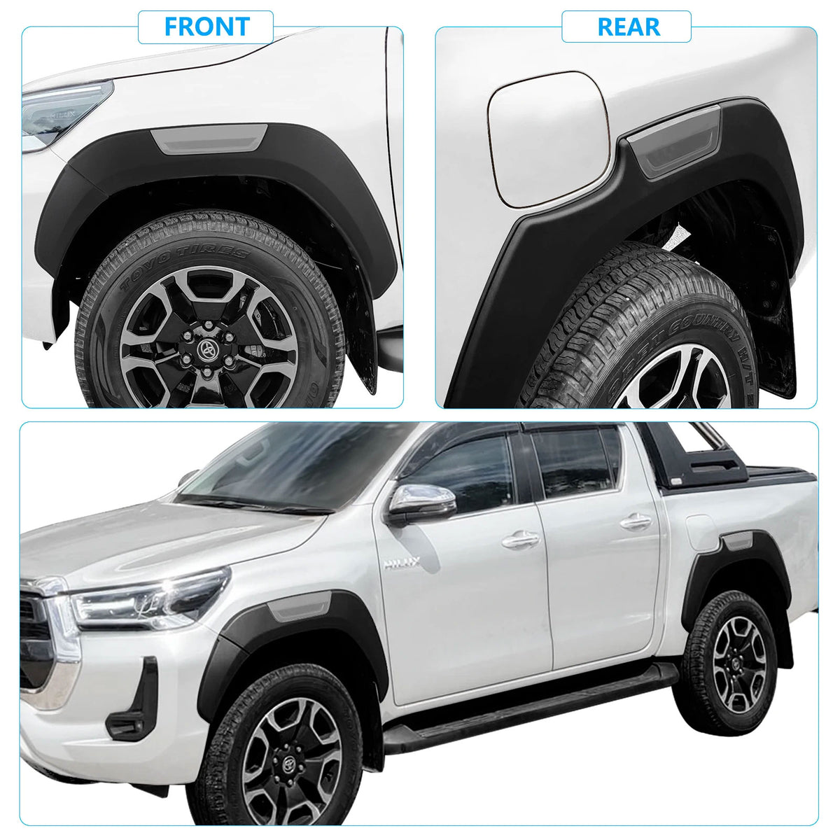 Front Rear Fender Flares for Toyota Hilux 2015-2021 2022 2023 SR/SR5 Wheel Arch