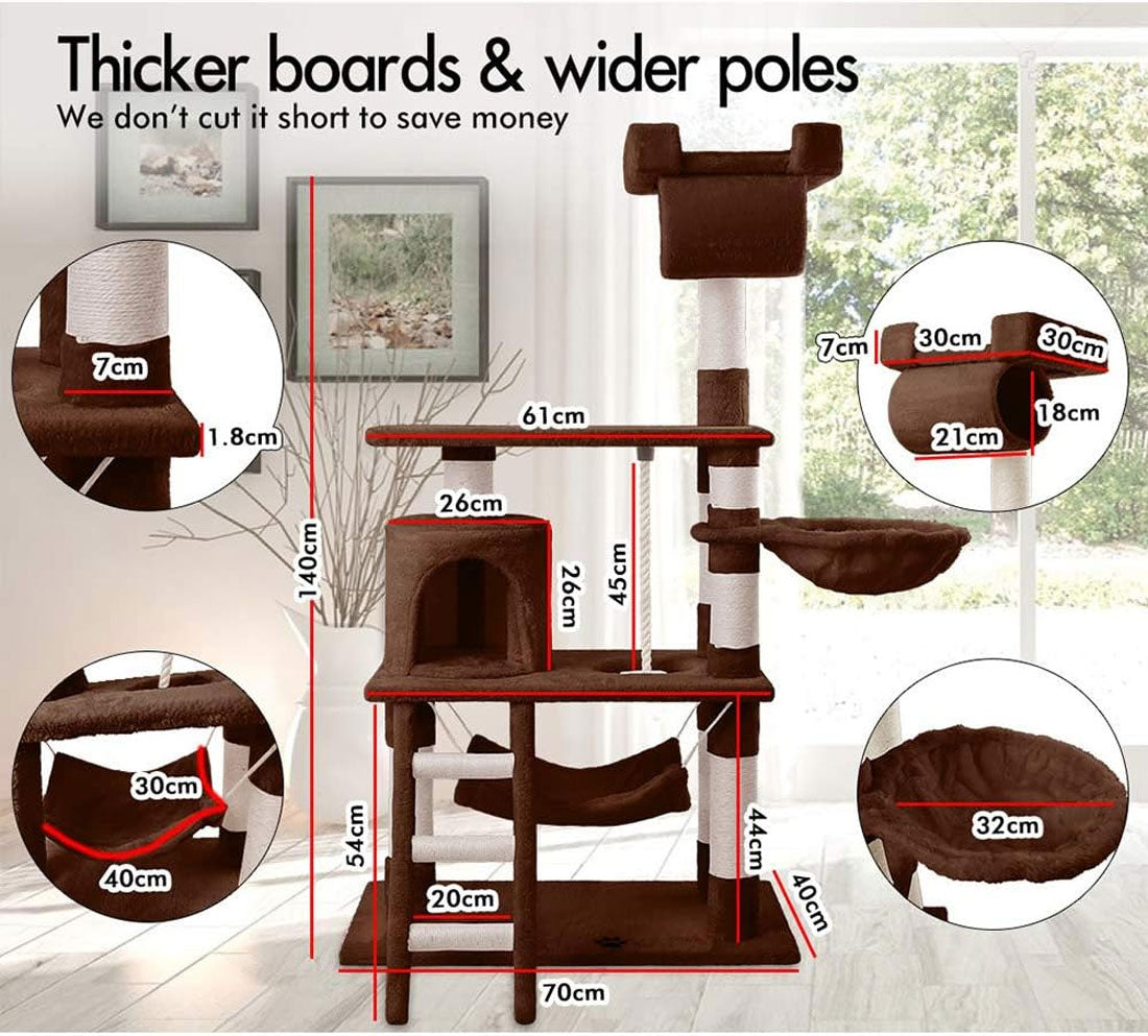 Cat Tree Scratching Post Scratcher Tower Toys Condo House Wood Furniture Bed Stand