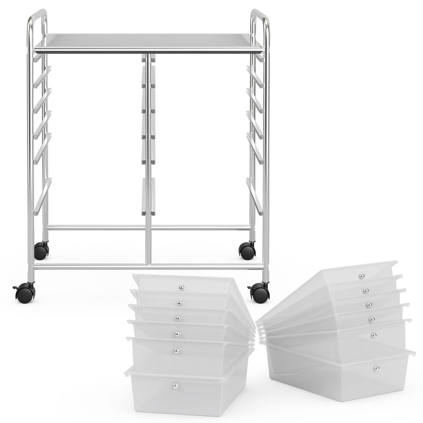 12 Drawers Rolling Storage Cart Paper Organiser Trolley w/ Wheels Home Office