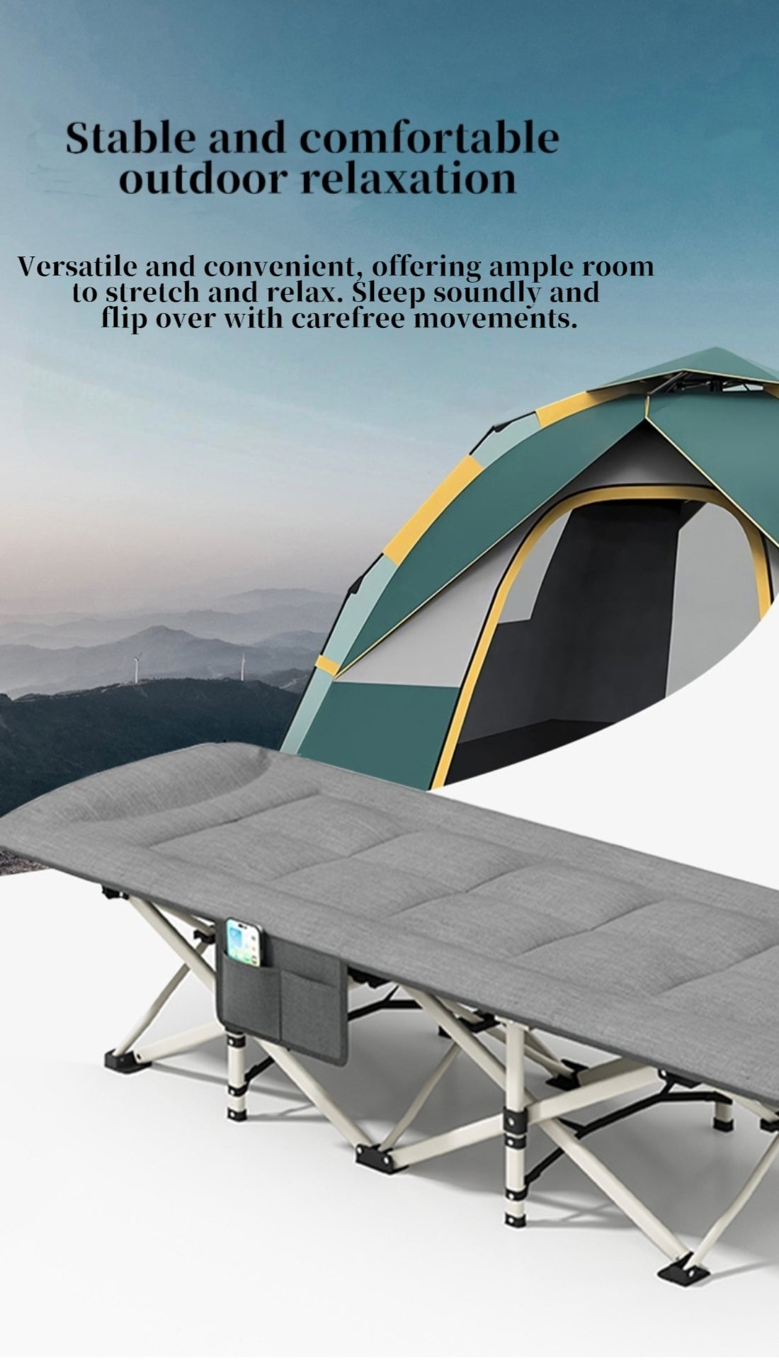 Folding Foldable Portable Camping Bed Recliner Chair Beach Outdoor Stretcher