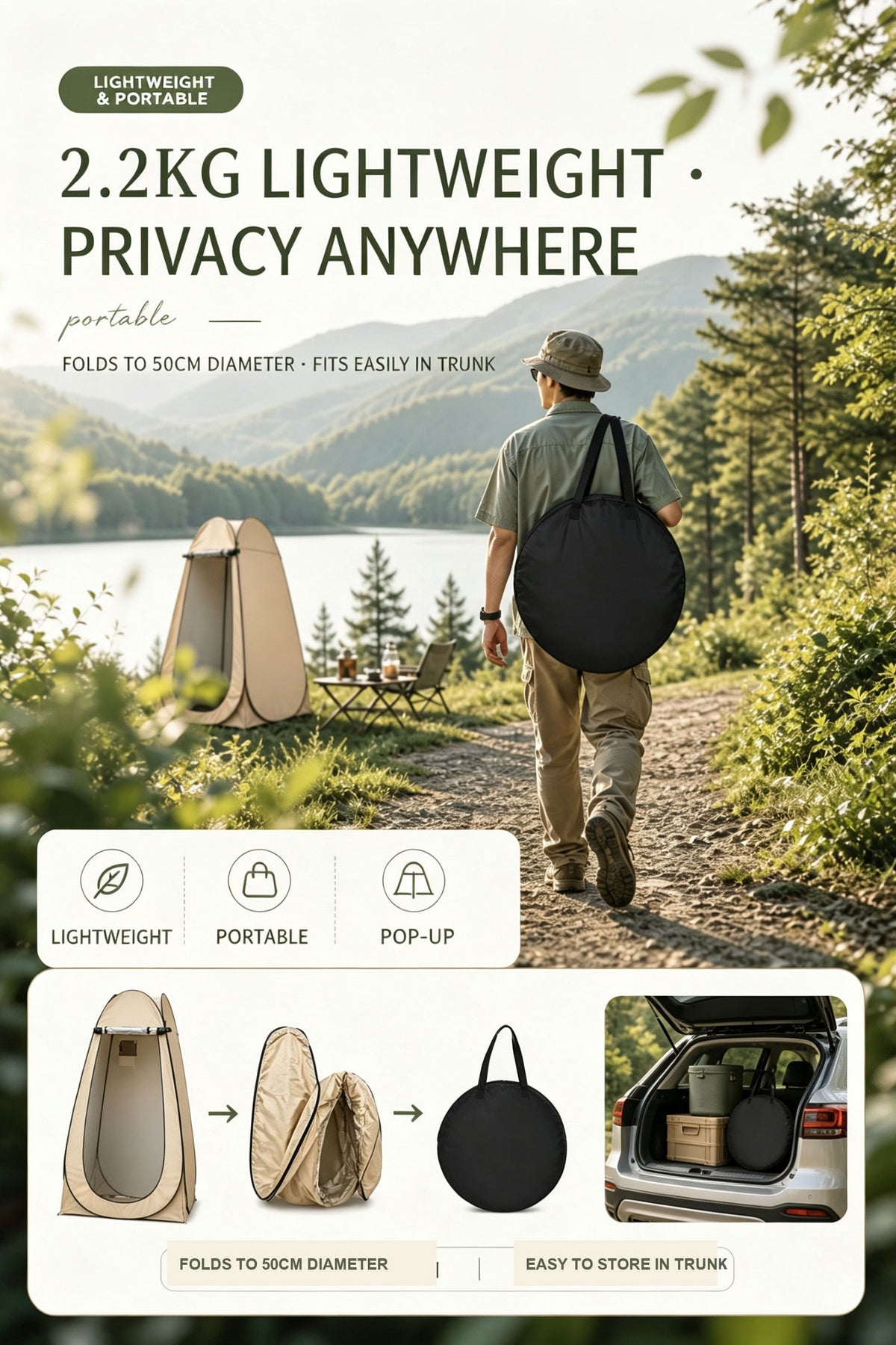 Pop Up Shower Portable Privacy Tent Camping Outdoor Changing Room Toilet Shelter