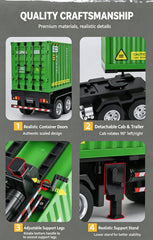 Huina 1/18 RC Remote Control Semi Container Truck Hauler Trailer Lorry Kids Boys Gift