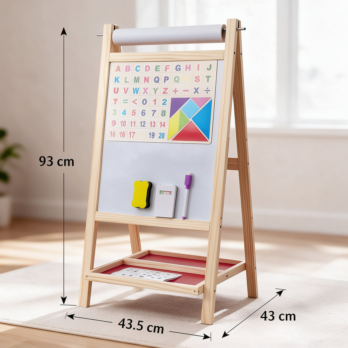 Wooden Kids Double Sided Art Easel Chalkboard Whiteboard Magnetic Drawing Board