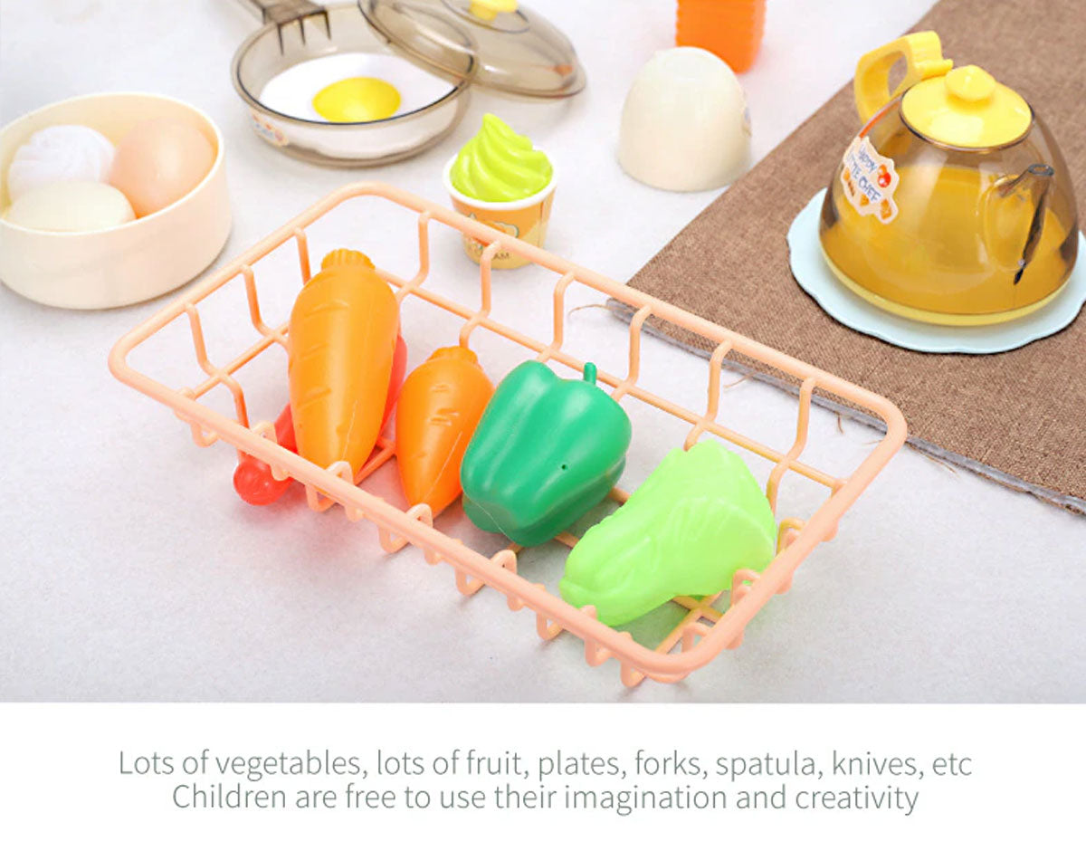 Kids Pretend Role Play Toy Kitchen Cooking Children Toddler Food Cookware Set M - Green