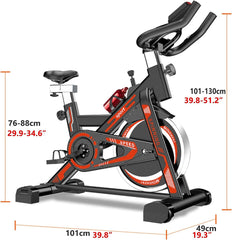 Exercise Spin Bike Home Gym Workout Equipment Cycling Fitness Bicycle 8kg Flywheel - red