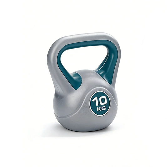 10 kg kettlebell with a blue handle on a white background