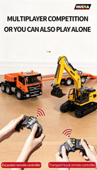 HUINA 1/18 Remote Control Semi Trailer Flated Truck Excavator Construction Kid RC Toy