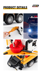 HUINA 1/18  RC Alloy Cement Pump Truck Engineering  Vehicle Sound Light Kids Toy