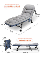 Folding Foldable Portable Camping Bed Cot Recliner Chair Beach Single Outdoor Stretcher - grey