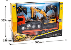 HUINA 1/18 Remote Control Semi Trailer Flated Truck Excavator Construction Kid RC Toy