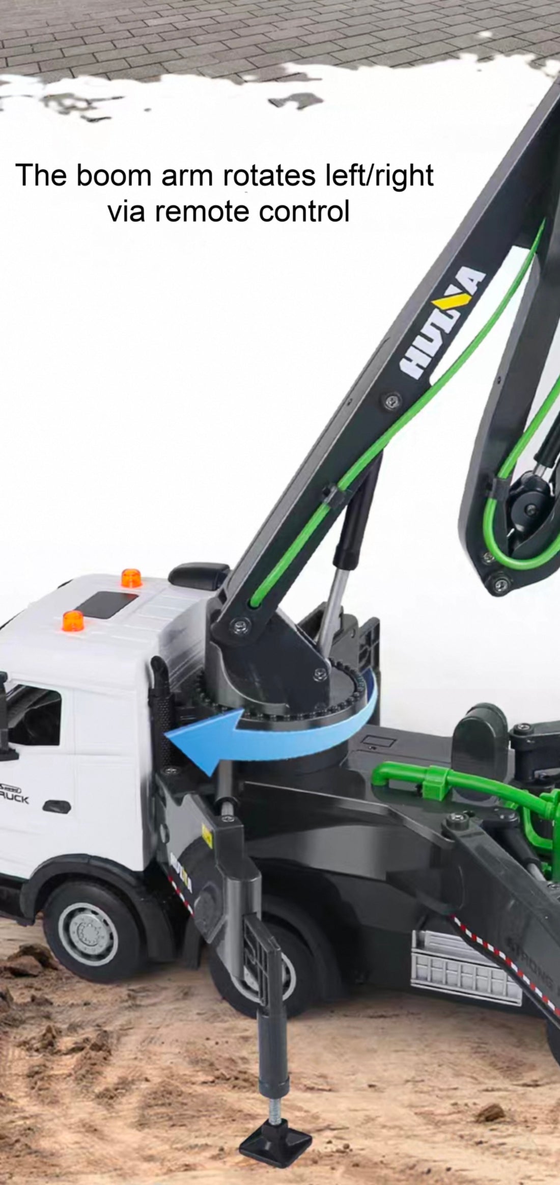 HUINA 1/18  RC Alloy Cement Pump Truck Engineering  Vehicle Sound Light Kids Toy Green