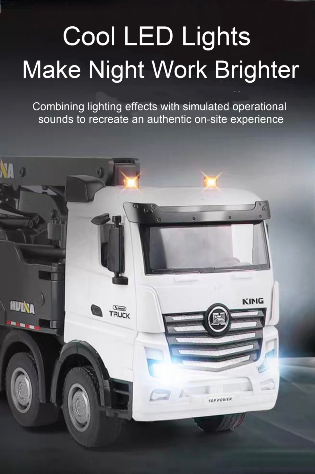 HUINA 1/18  RC Alloy Cement Pump Truck Engineering  Vehicle Sound Light Kids Toy Green