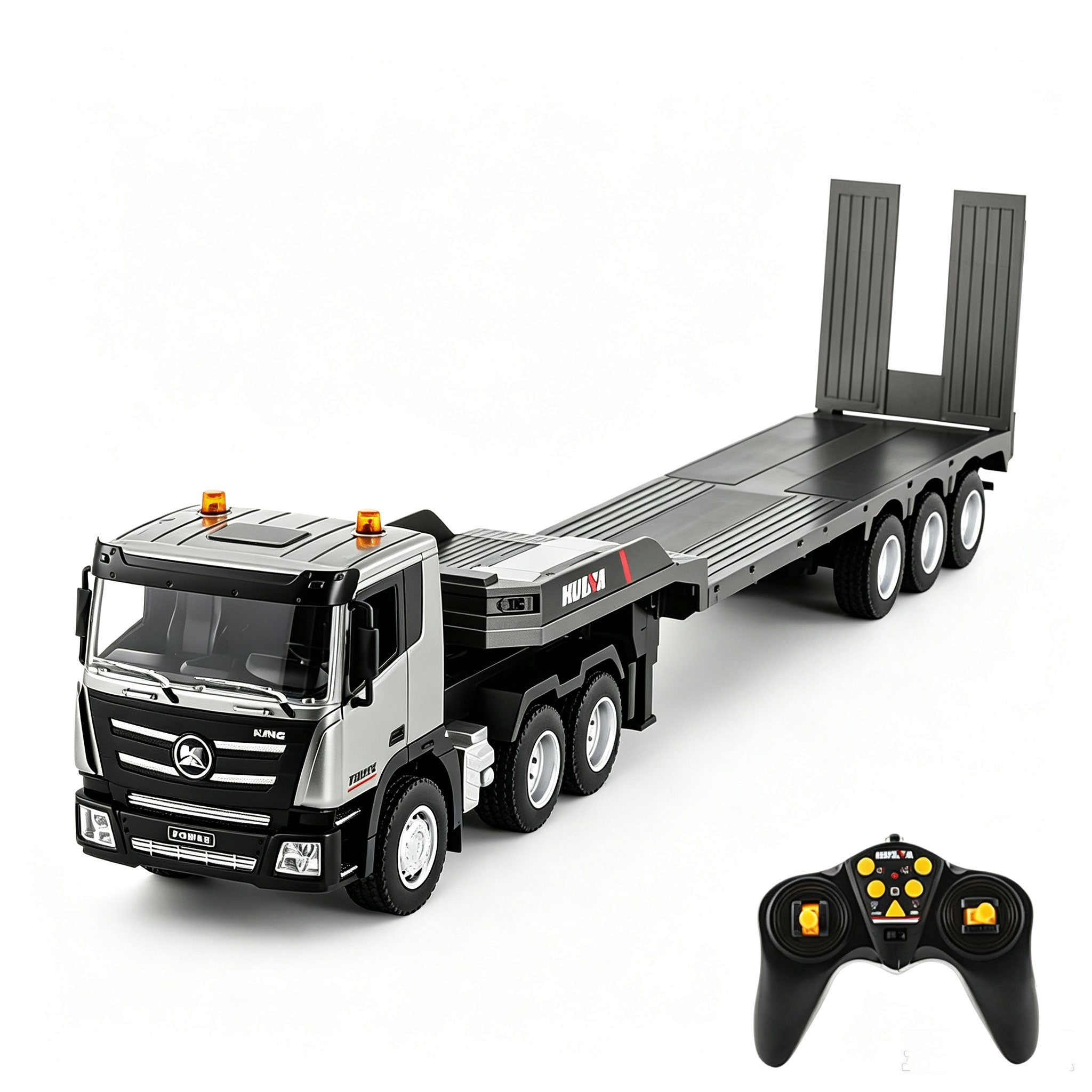 Huina 1:24 RC Tractor Semi Truck Flatbed Trailer 9CH Remote Control Toy Car Kid