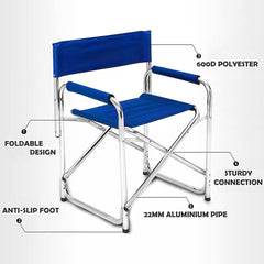 Directors Aluminium Folding Chair Camping Picnic Director Fishing Foldable - blue