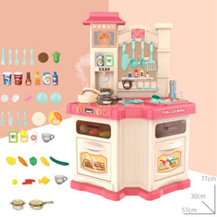 Kids Pretend Role Play Toy Kitchen Cooking Children Toddler Food Cookware Set M - Pink