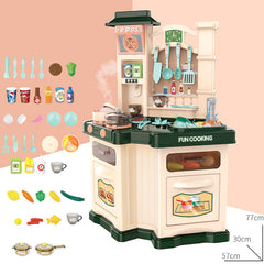 Kids Pretend Role Play Toy Kitchen Cooking Children Toddler Food Cookware Set M - Green
