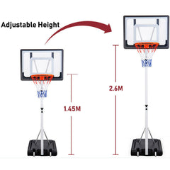 Portable Basketball Hoop Stand System Height Adjustable Net Ring Kids Junior