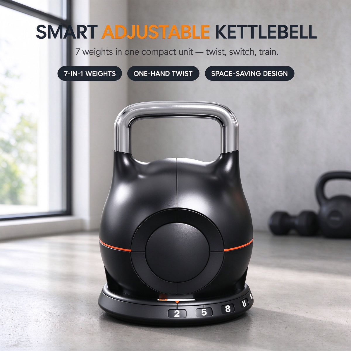20kg Adjustable Kettlebell 7 in 1 Quick Weight Change Selection Home Gym Fitness Training